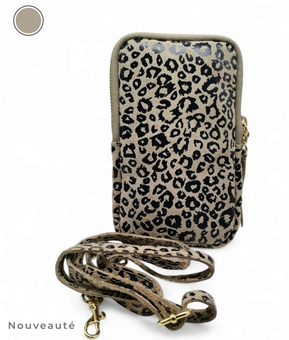 Pochette téléphone en cuir