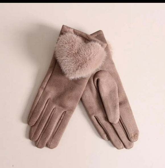 Gants cœur camel