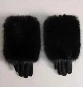 Gants fourrure noir