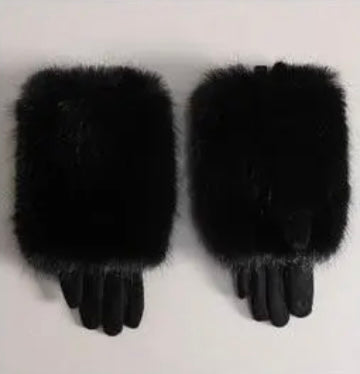 Gants fourrure noir