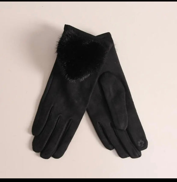 Gants cœur noir