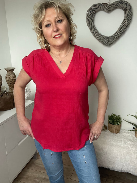 Tunique rouge en col en V