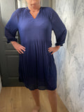 Robe plissée avec manches voiles BLEUE