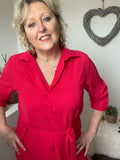 Robe rouge manches 3/4