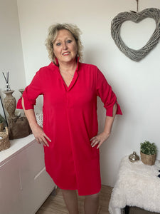 Robe rouge manches 3/4