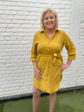 Robe Jaune-Moutarde manches 3/4