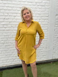 Robe Jaune-Moutarde manches 3/4