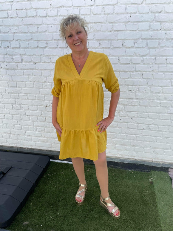 Robe fluide moutarde