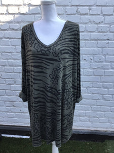 PULL ZEBRE KAKI
